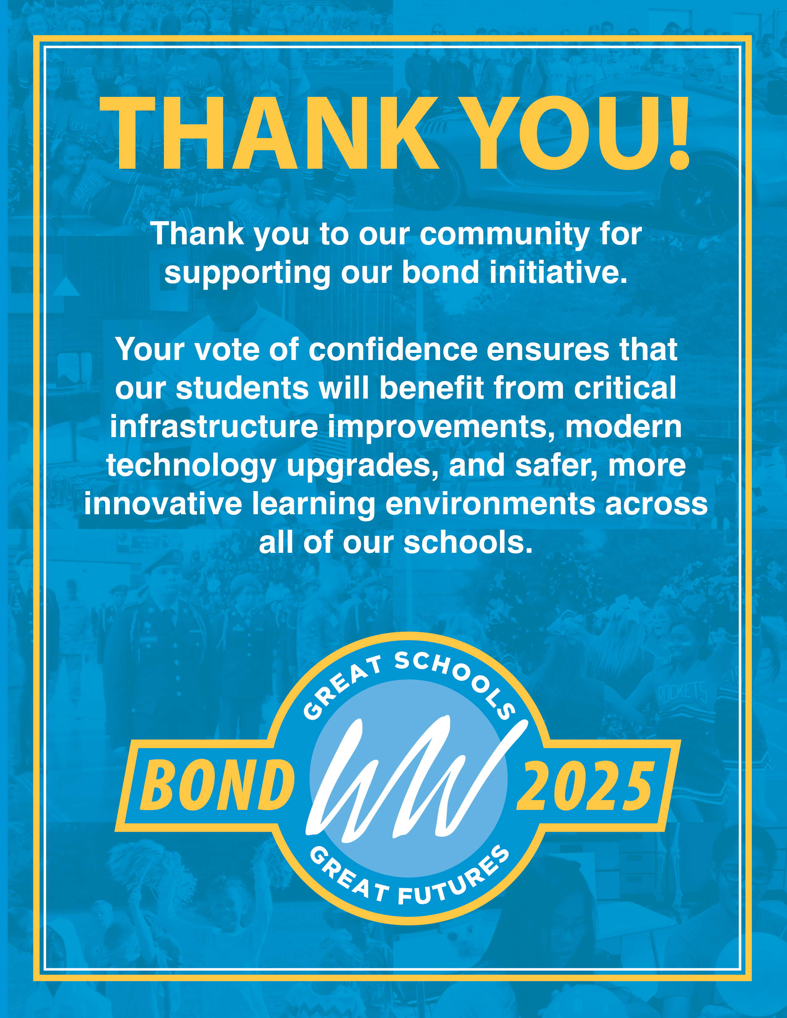 Thank You message for passing the bond.